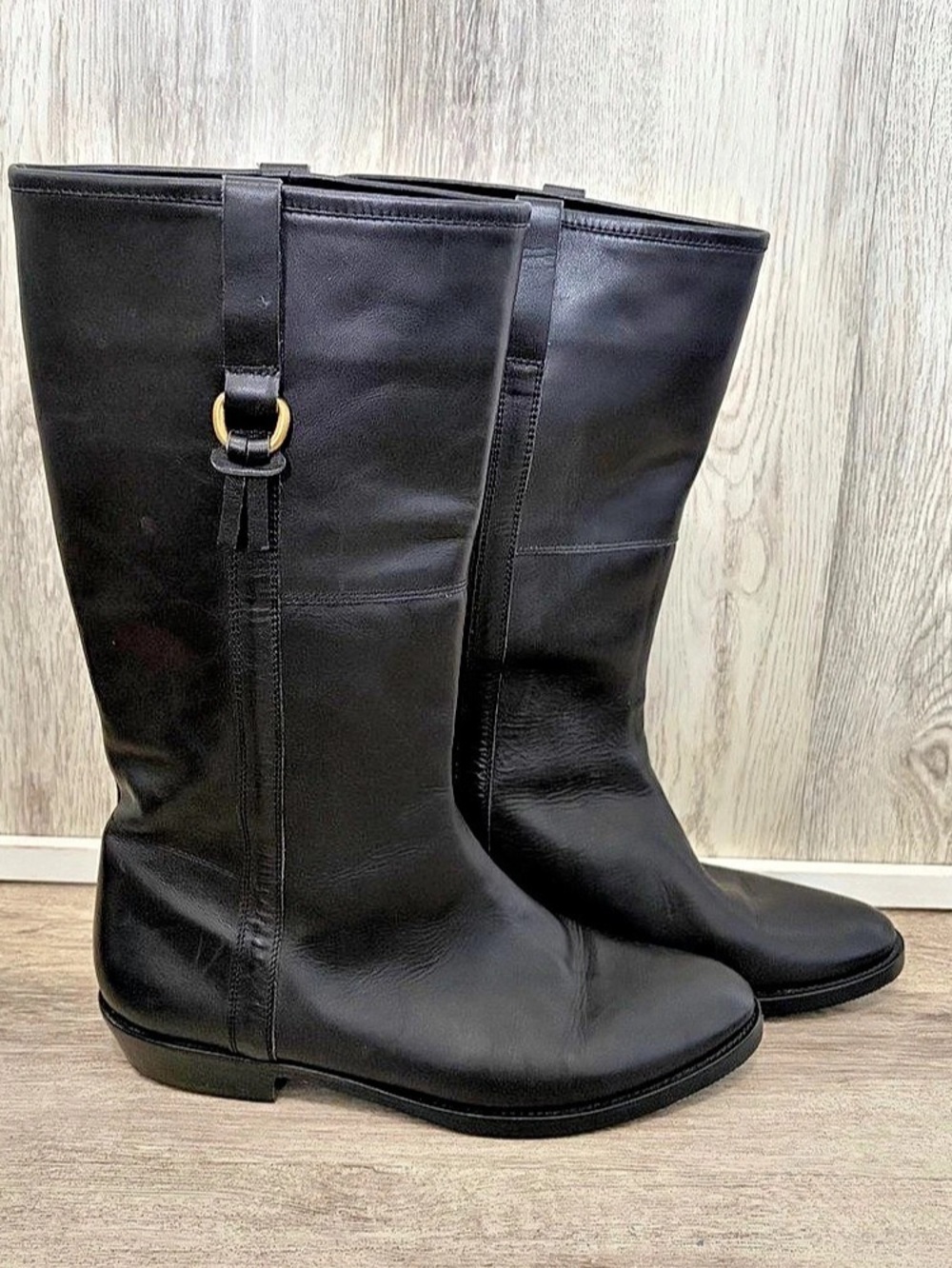 Sigerson Morrison black leather knee-high riding boots Women 8 Equestrian Career